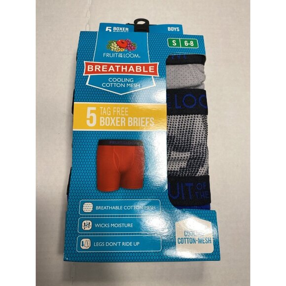fruit of the loom boys underwear 5 pairs boxer briefs size small 6 8 - Picture 1 of 3